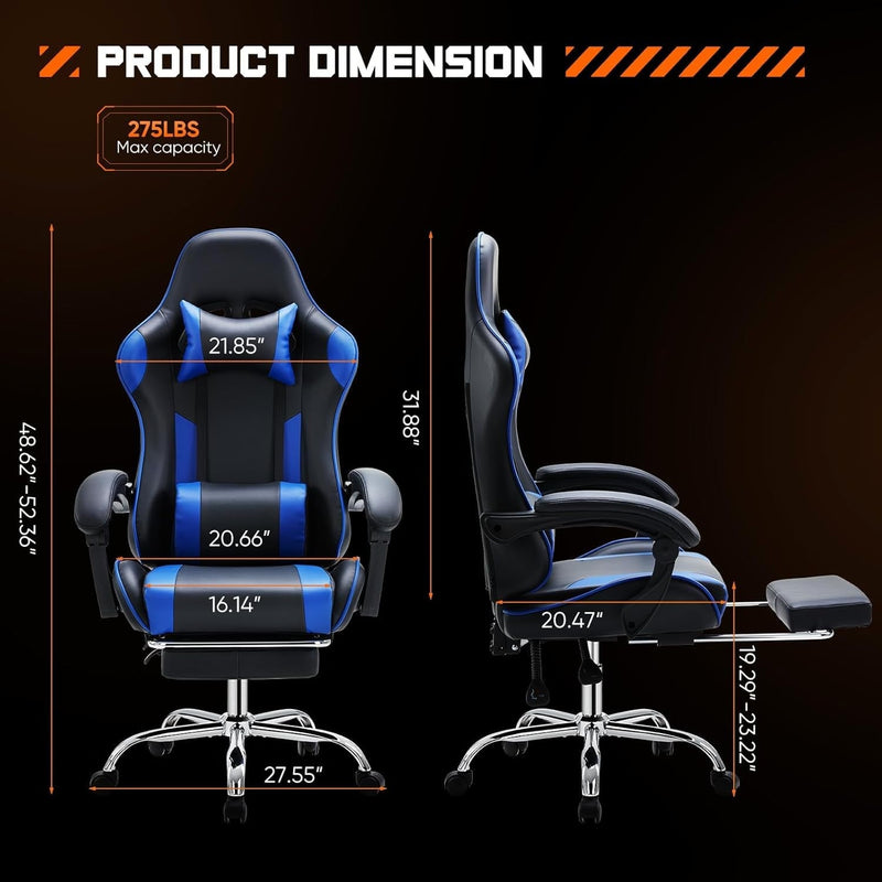 Video Game Desk Chair - Ergonomic Computer with Footrest and Comfy