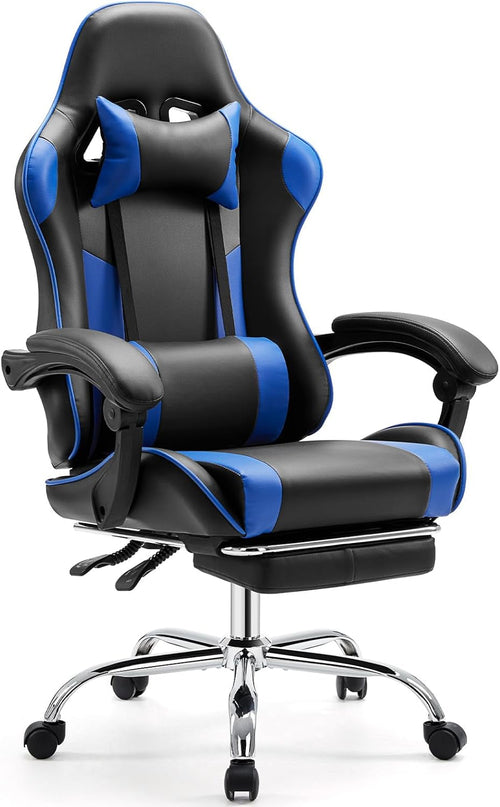 Video Game Desk Chair - Ergonomic Computer with Footrest and Comfy