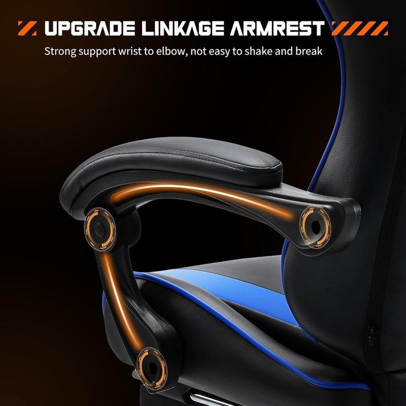 Video Game Desk Chair - Ergonomic Computer with Footrest and Comfy